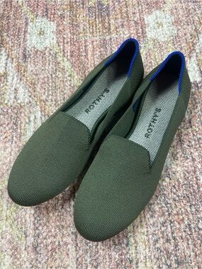 Rothy’s The Loafer Olive Green Knit Flat Loafers Size 7.5
